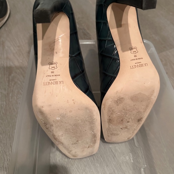 LK Bennett Gianna Sea Green Croc-Effect Leather Snaffle-Detail Court Heels - Picture 3 of 3